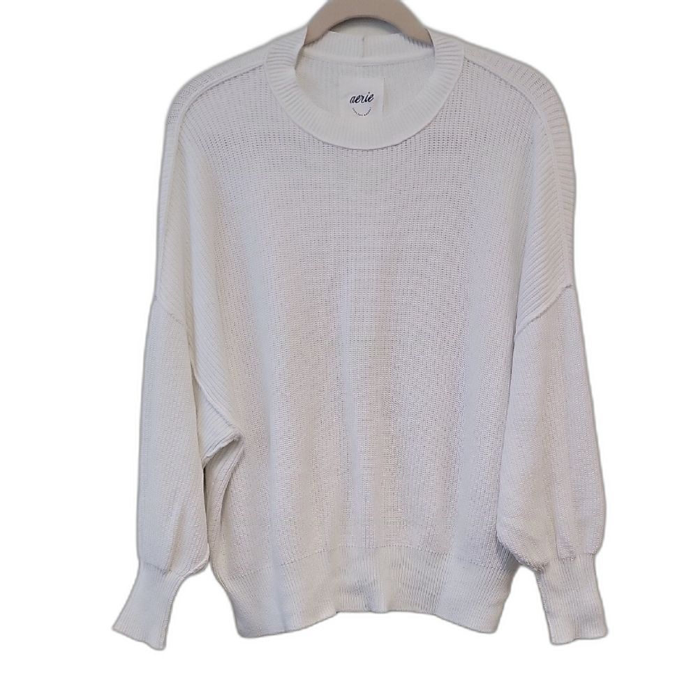 Cozy Cabincore Dramatic Sleeve Coquette | Aerie White Oversize Sweater